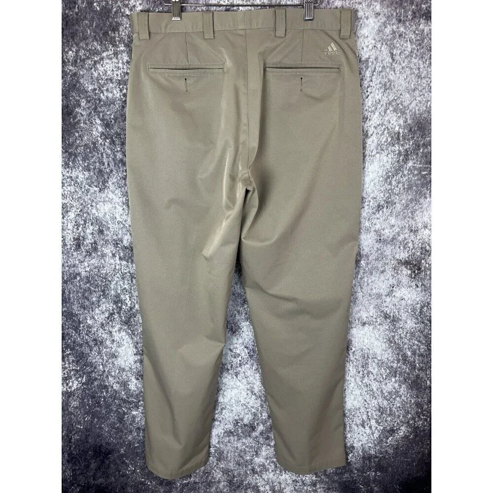 Adidas Pants Mens 34 X 32 Climalite Golf Tan Flat Front‎ Lightweight Preppy Club